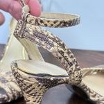 Lauren Ralph Lauren Kadie 4” snake skin ankle wrap heel size 7 1/2 Yellow Photo 3