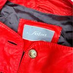 Vintage sema red leather button front long blazer jacket and skirt suit 40 / 8 Photo 4