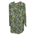 Isaac Mizrahi Linen Lemon Print Button-Up Shirt Dress Cover Up Womens Medium NEW Photo 5