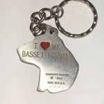 Vintage Rawcliffe Pewter Basset Hound I Love My Dog Keychain Silver Photo 2