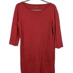Garnet Hill Organic Pima Cotton Bateau Neck Dress Women's Size 6 Rust Orange Red Photo 0