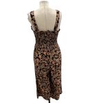 Evereve Maren Jumpsuit Smocked Wide Leg Sleeveless Print Brown Black Size Large Photo 8