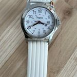 Bulova Caravelle by  Ladies Watch White Silicone Bracelet White Dial Date Window Photo 3