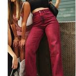 Hollister Social Tourist x  Ultra High Rise Baggy Overdye Pink Jeans Denim Photo 6