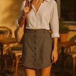 Vintage Columbia 100% Organic Cotton Chambray Button Front Skirt Gray Size M Size M Photo 1