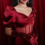 Autumn Adeigbo‎ Clarette Tafetta Cutout 10 Red Boning Puff Sleeve Dress Photo 2