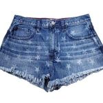 Hollister Star Print Raw Hem High Rise Denim Jean Shorts Size 5 27 Frayed Cutoff Photo 0