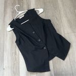 Commense Linen Vest button up sleeveless womens Black (medium) minimalist office Photo 2
