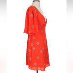 Free People  Vibrant Red Orange Floral Midi Dress Photo 2