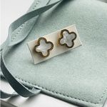 Anthropologie Clover 18K Pearlized Stud Earrings Photo 3