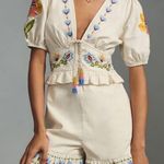 Farm Rio  Embroidered Peplum Romper Photo 0