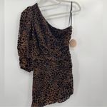 Revolve Camila Coelho Pilar Brown Leopard Animal NWT Print One Shoulder Mini Dress xs Photo 1