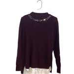 Vera Wang Simply Vera embellished layered-look tunic Burgandy Cable knit sweater Photo 1