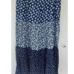 Vintage Boho Patchwork Maxi Skirt M Blue Floral Tiered Hippie Cottage Prairie Size M Photo 0