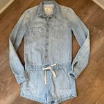 Hollister 100% Cotton Denim Romper Long Sleeve Draw String Short Women’s XS Photo 13