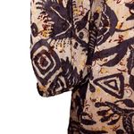 Joie  Coral & Plum Tropical Floral‎ 3/4 Sleeve Tie  Neck Blouse Size Small Photo 3