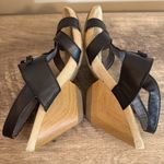 Dr. Scholl’s Pondering Black Leather Wooden Wedge Sandal Shoes Women’s Size 8 Photo 10