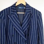 Ralph Lauren Polo  Women's Double Breasted Pinstripe Linen Blazer Size 12 Navy Photo 2
