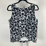 J.Crew Black & White Floral Sleeveless Top Size S Scalloped Hem Overlapped Back Black Photo 11