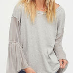 Free People  Still Got It Grey Oversized Voluminous Sleeve Top size Large Photo 0