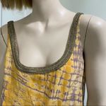 Tangerine Double Scoop Neck Beaded 100% Silk Top S Photo 2