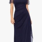 XScape  Women's Sheer Matte Jersey Maxi Dress with Beaded Sleeves Size 6P Wedding Photo 0