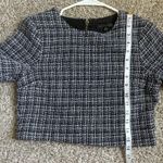 Lucca Couture  Black White Tweed Crop Top Neutral Formal Casual Medium Photo 7