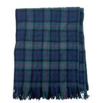 Pendleton VTG Plaid Virgin Wool Scarf Green Black Official Tartan Fringe FLAWS Photo 0