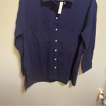 Madewell Navy Fresh Blueberry Oversized Straight Hem Shirt Signature Poplin XS Photo 7