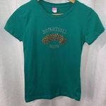 Basketball Mom Women's Shirt MEDIUM Green Bling Rhinestone Cap Sleeve Sports Photo 0