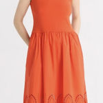 Midi Eyelet Dress NWT Orange Size M Photo 0