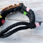 Adjustable "Happy" Bracelet Black Photo 4