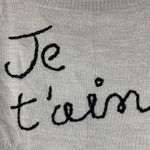 Black Poppy  | Je T'aime I Love You Gray Slouchy Acrylic Sweater L Photo 1