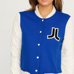 WeSC Virginia Jacket Womens Small Fleece Varsity Bomber Letterman Blue Photo 0