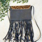 Cleobella  Leather Fringe Leopard Crossbody Bag Photo 2