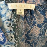 Karlie Top Womens Small Multicolor Print Button Up Shirt Sheer Blouse Photo 6