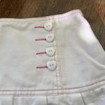 SheIn Preppy Coquette White Pleated Mini Skirt Pink Stitching Heart Buttons A-Line XS Photo 1