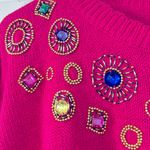 Vintage bright pink cotton/ramie sweater with beads and rhinestones Photo 3