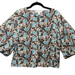 Madison Grey Floral Print Blouse Kimono Sleeve Top Lightweight Size Small‎ Blue Photo 0
