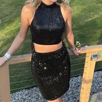 JVN by Jovani Black Sequin 2-Piece Homecoming/Prom Dress Size 2 Photo 2