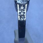 Sterling Silver Solitaire With Accents Cubic Zirconia Engagement Ring, Size 9 Photo 4