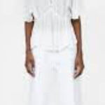 ZARA  WHITE FLUTTER SLEEVE LACE UP TOP Photo 0