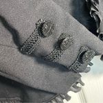 Chico's Chico’s 1 Black Novelty Trim Ponte Military Jacket Ruffle Trim Blazer Sz 8 Photo 6