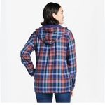 L.L.Bean  Women's Plaid Flannel Lined Button Front Hoodie w/Pockets Medium Photo 1