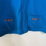 Brekenridge Blue Embroidered Butterfly Print Zip Up Sweater Size L Size L Photo 5