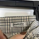 Stradivarius  Belted Tan plaid side slit Skirt high waist mini shorts size US 8 Photo 3