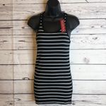 Merona NWT ‎ Ebony black white stripe long tank top Photo 1