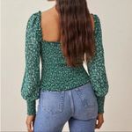 Reformation  Pinto Green Floral Smocked Square Neck Long Sleeve Crop Top Womens S Photo 1