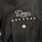 COOGI  Black Studded Embroidered Full Button Down Long Sleeve Blouse Top Size L Photo 1