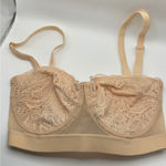 Sheer Lace Longline Bralette Beige Unlined Underwire Cups Adjustable 32DDD Straps Tan Size undefined Photo 0